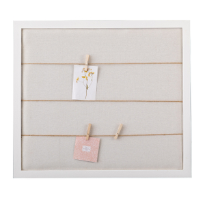 Rustic White Linen Bulletin Board, 28 x 32 Wood Framed Memo Board