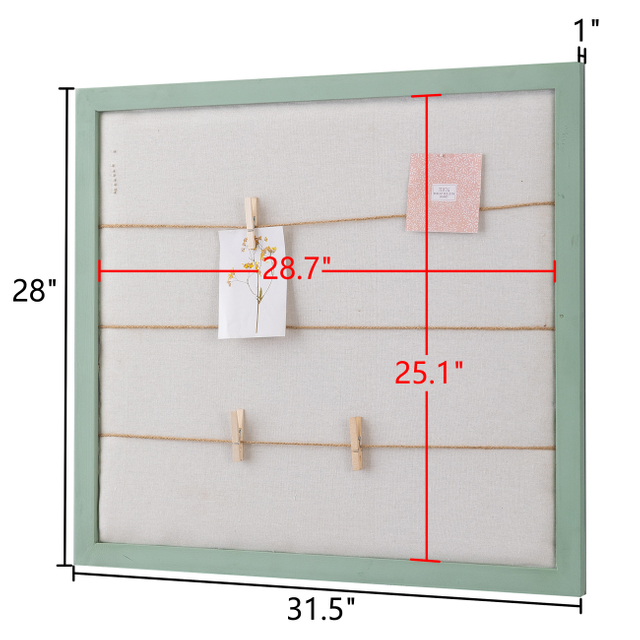 Linen Bulletin Board Large, 28 X 32 Green Wood Framed Pin Board