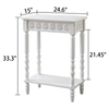 White Wood End Table, Farmhouse Modern Narrow Side Table, 25 × 33"