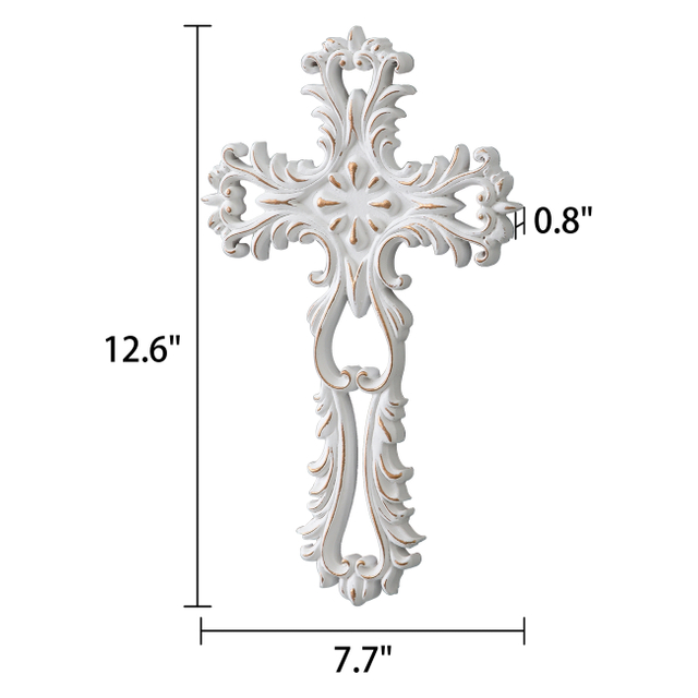 Decorative Crosses Wall Decor, 13 Inches Tall Rustic White Crucifix