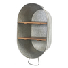 Galvanized Metal Wash Tub with Shelf, Small Oval Wall Shelf