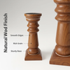 Wood Pillar Candle Holders 14 Inch Tall, Vintage Brown