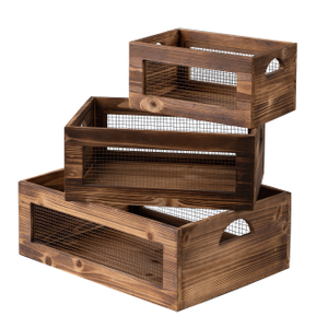 Rustic Wooden Crates for Storage Set of 3