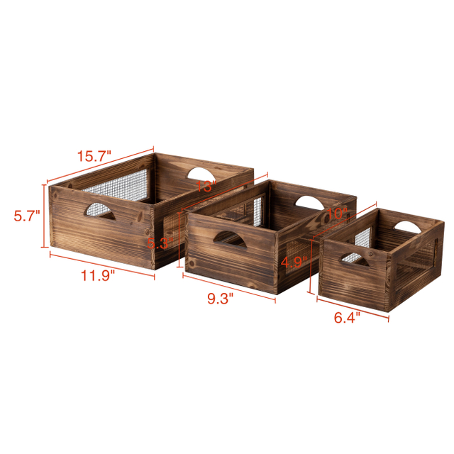 Rustic Wooden Crates for Storage Set of 3