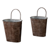 Set of 2 Vintage Oval Galvanized Wall Planter Basket, Hanging Wall Flower Pot