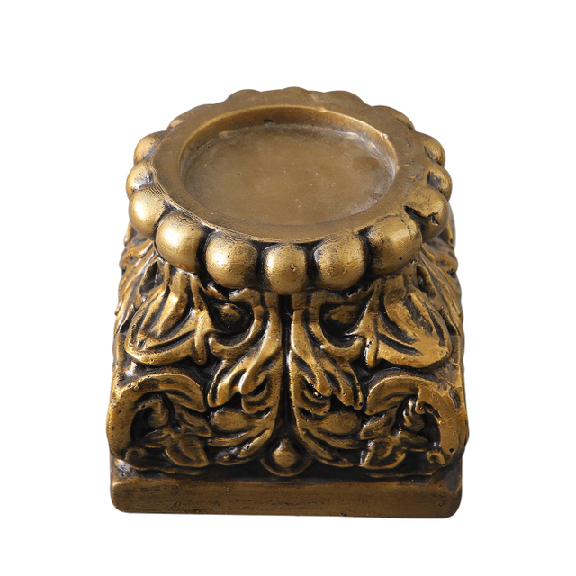 Vintage Gold Pedestal Stand for Display, 5" H Resin Decorative Riser Base