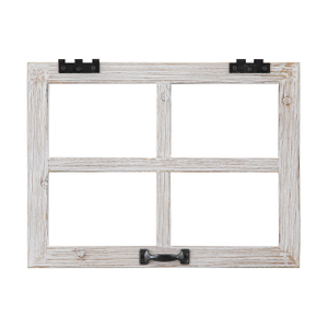 Small Rustic Window Frame Wall Decor 12 X 16 Inch, Washed White