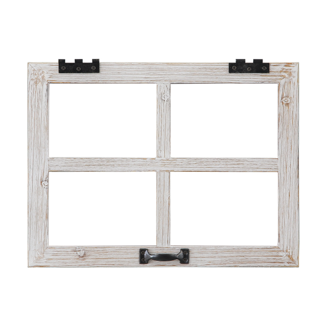 Small Rustic Window Frame Wall Decor 12 X 16 Inch, Washed White