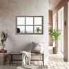 Farmhouse Windowpane Mirror 36 X 24 Inch, Distressed Wood Frame
