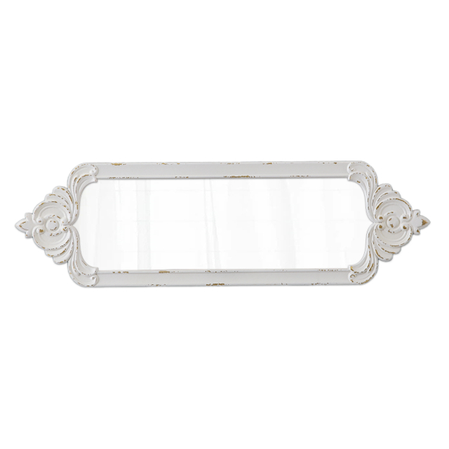 Vintage White Wooden Wall Mirror