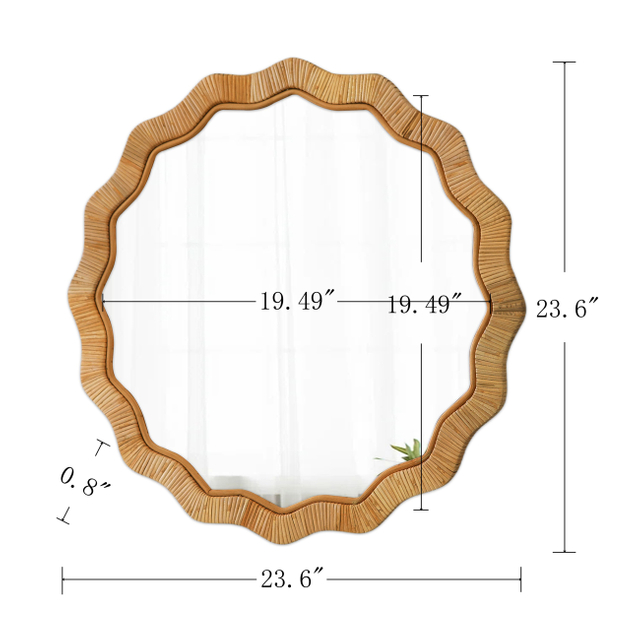 24 Inch Round Woven Rattan Wall Mirror