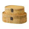 Set of 2 Rattan Box, Oval Decorative Storage Boxes with Lids