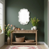 Vintage Oval Wall Mirror 22 X 30 Inch, Distressed White