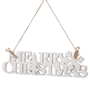 Rustic Merry Christmas Sign for Front Door, Distressed White