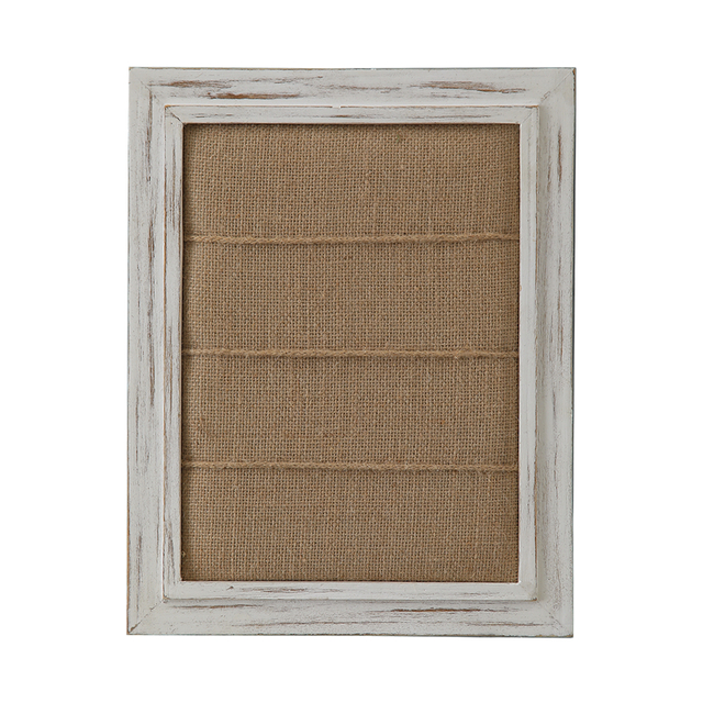 Whitewash Framed Small Bulletin Board With 3 Hemp Ropes