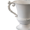 Distressed White Metal Vase, Decorative Flower Urn Planter 7 Inch Tall