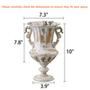Handmade Distressed White & Gold Metal Vase, 10"Tall Small Urn Planter