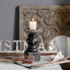 Handmade Shabby Chic Wooden Black Candle Holder, Square Base 7" Tall