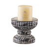 Rustic Wood Pillar Candle Holder with Wide 6 Inches Tray