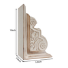 1 Pair Rustic Handmade Distressed White Wood Bookends, Carved Pattern