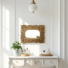 Antique Small Oval Gold Mirror 18 x 24 Inch, Distressed Finish
