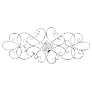White Flower Scroll Metal Wall Art Decor 32" x 13"