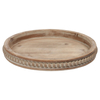 16 Inches Round Wood Tray, Handcrafted Beaded Coffee Table Tray