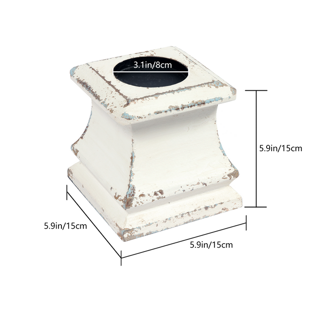 Handmade Shabby Farmhouse Wooden Pillar Candle Holders, 6 × 6 Inches
