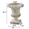 Vintage White Garden Planter Urns 18 Inches Tall, Handmade Antique