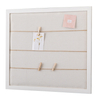 Rustic White Linen Bulletin Board, 28 x 32 Wood Framed Memo Board
