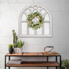 Farmhouse Large White Arched Window Frame Wall Decor 32 Inch Tall