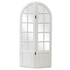Arched Window Frame Room Divider 2 Panel, 4.7ft / 56 Inches Rustic White Folding Screen with Mirror Panels