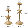 Gold Star Tapered Candlestick Holders Set of 2, Farmhouse Iron Candle Holder
