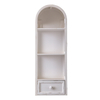 31" Tall Rustic Arched 3 Shelf White Wall Storage Cabinet with Drawer