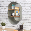 Galvanized Metal Wash Tub with Shelf, Small Oval Wall Shelf