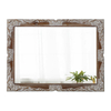 22"x30" Hand Carved Distressed Wood Framed Rectangular Mirror