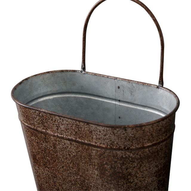 Set of 2 Vintage Oval Galvanized Wall Planter Basket, Hanging Wall Flower Pot