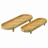 Rattan Tray Set of 2 with Wooden Legs