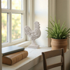 Rustic Small Chicken Statue Kitchen Decor 6 X 8 Inch, White, Wood