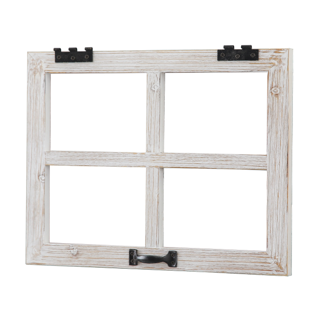 Small Rustic Window Frame Wall Decor 12 X 16 Inch, Washed White