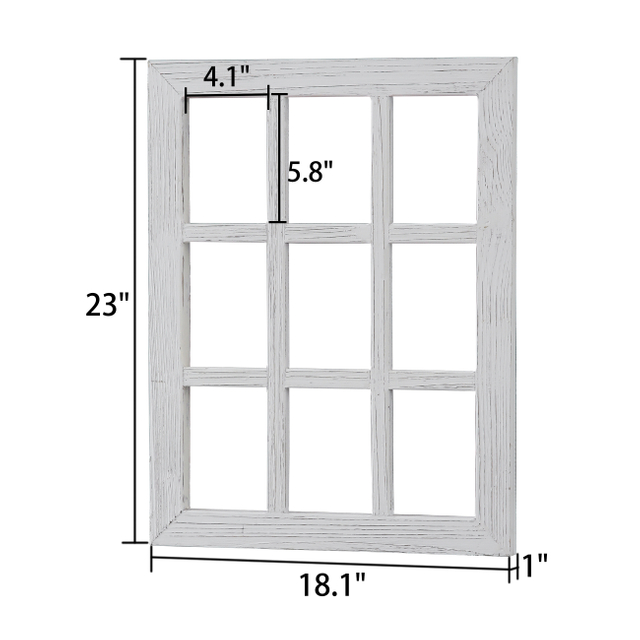 Farmhouse Window Frame Wall Decor 18 X 23 Inch, Distressed White