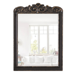 Gothic Rectangular Wall Mirror 30 X 22 Inch, Black and Gold