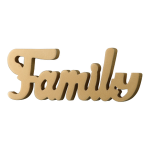 Vintage Gold Wooden Family Sign for Shelf 15 Inches