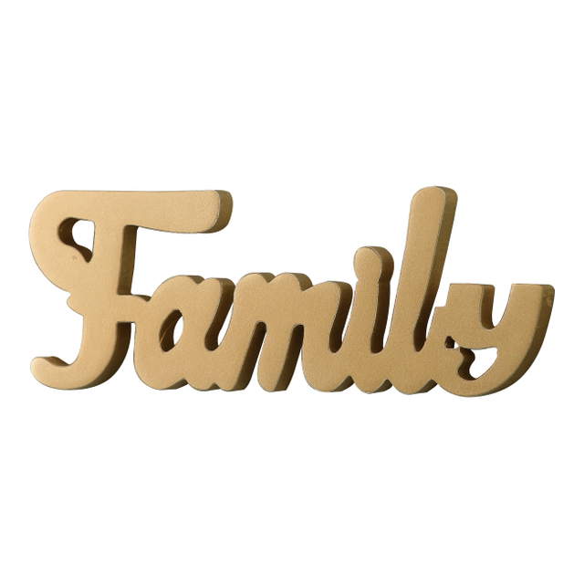 Vintage Gold Wooden Family Sign for Shelf 15 Inches