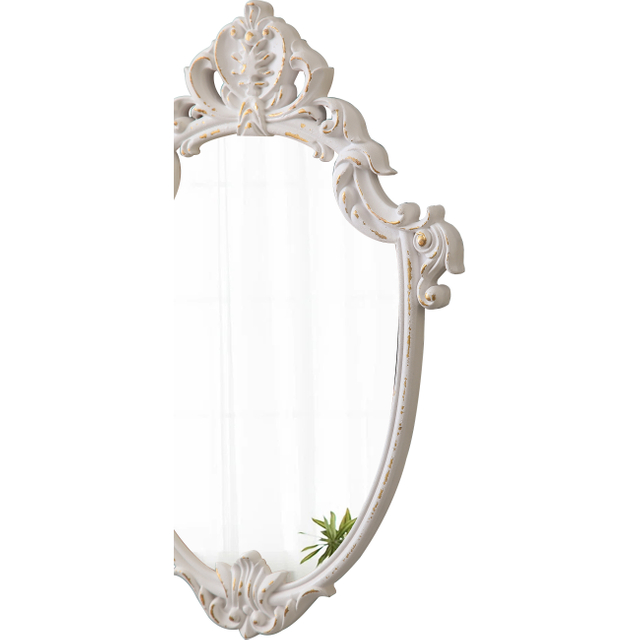 Hand Carved Distressed Solid Wood Framed Mirror