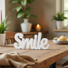 Distressed White Smile Wooden Word Sign