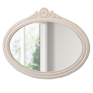 Vintage Oval Mirror, Distressed White 24 X 30 Inch