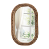 Rustic Oval Rattan Mirrors for Wall 16 X 24 Inch, Wood