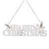Rustic Merry Christmas Sign for Front Door, Distressed White