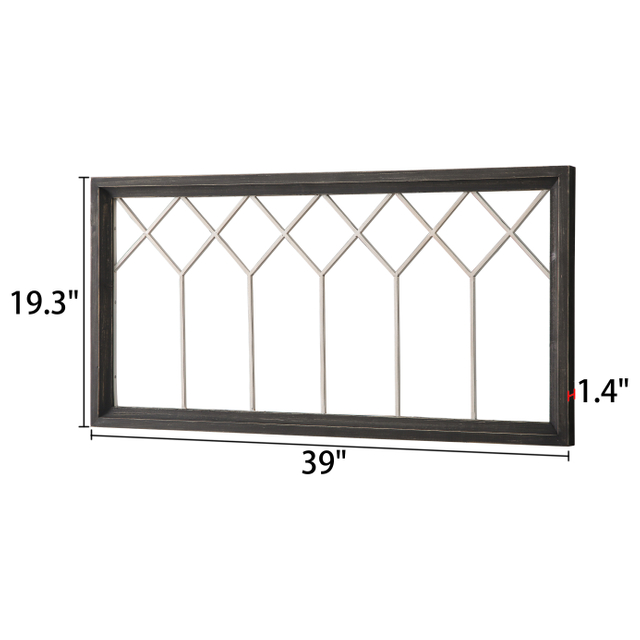 Farmhouse Window Frame Wall Decor 19 X 39 Inches, Washed Black